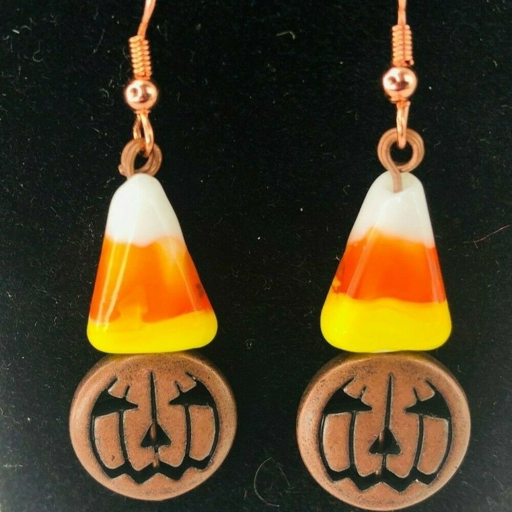 Halloween Pumpkins JackOLantern Candy Corn Earring